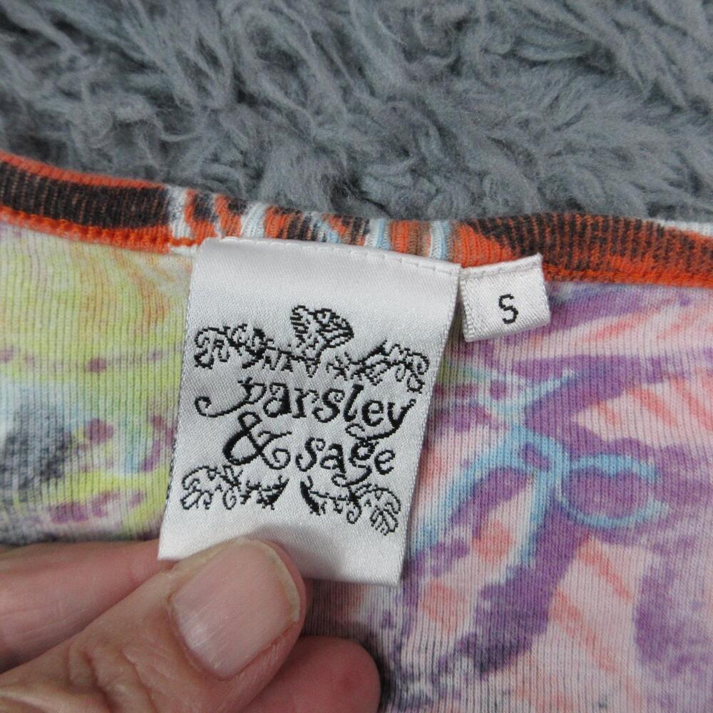 Parsley & Sage Shirt Womens S Orange Floral Tunic 3/4 Sleeve Pockets Cotton - Picture 9 of 13